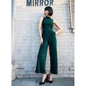 Eva Franco Green Velvet Mock Neck Jumpsuit